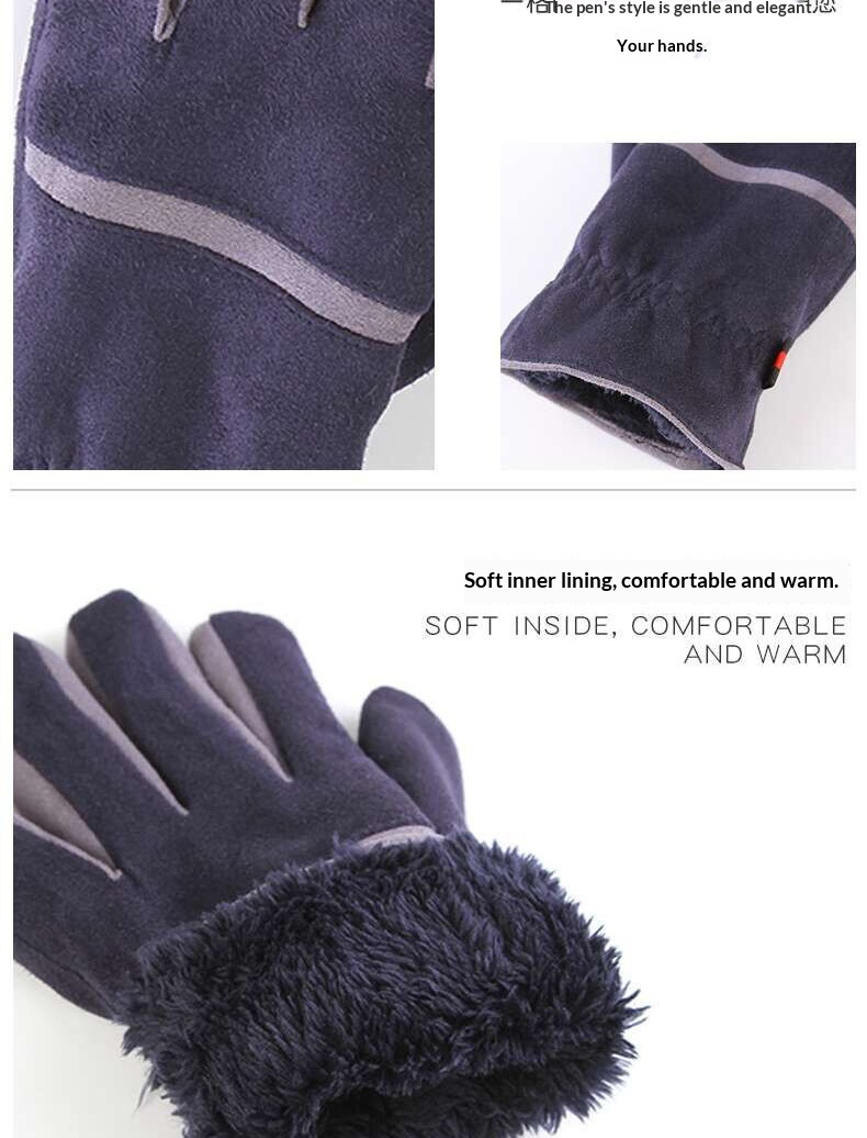 boy Boy Boy Chenghu Snail Men Warm Winter Fleece Lined Finger Touchscreen Cycling Outdoor Korean Fashion Suede Gloves_voghion.com