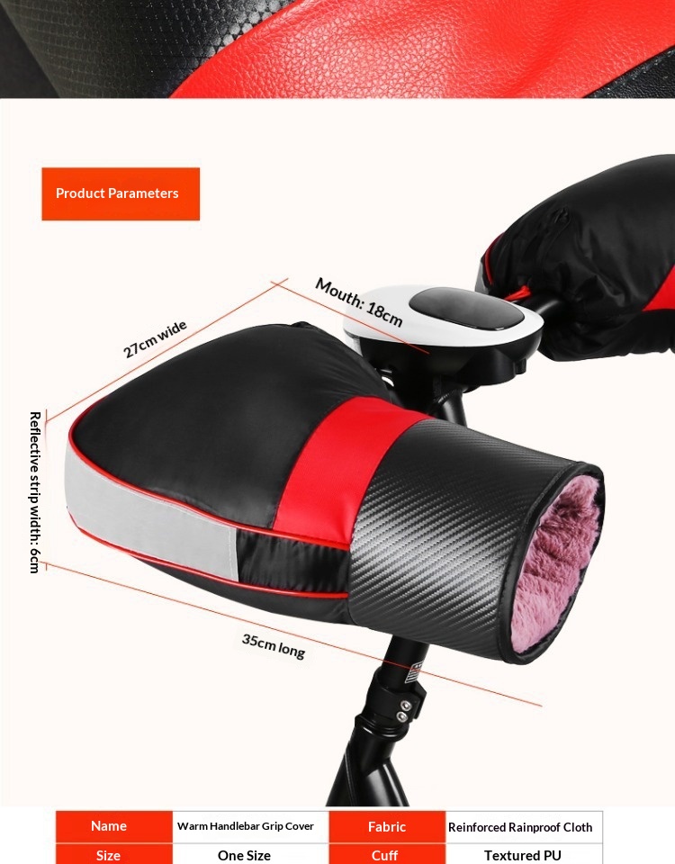 Coprimanubrio antivento caldo per ragazzo, ragazzo, paramani per triciclo, bici elettrica, moto, copertura impermeabile spessa per l'inverno_voghion.com