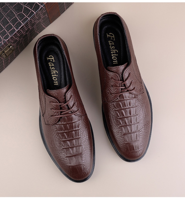 Scarpe Derby da uomo in pelle con motivo coccodrillo, stile casual, versatili, estive, Voyage 2024_voghion.com