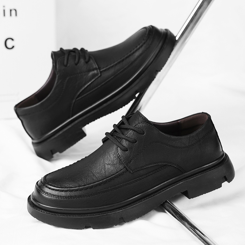 Voyage Soft Sole Leather Shoes For Men, Business Casual Formal Wedding Groom Wide Toe Derby Shoes, Large Sizes 46 47 48, Black_voghion.com