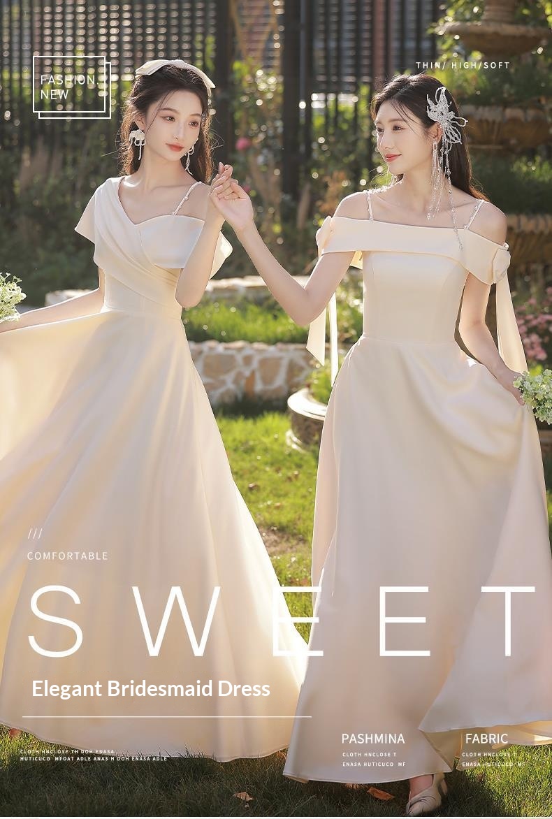 ChicShe ChicShe 2025 New Style Female Best Friend Fairy Slim Champagne Color Sister Bridesmaid Group Dress High-end Summer_voghion.com