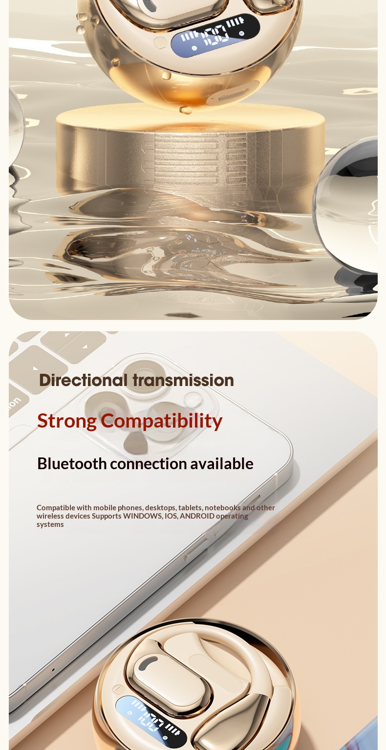 NeoGear NeoGear Cross-Border AI Translation M76 Wireless Ear Hook OWS Non-In-Ear Super Lon Battery Life Bluetooth Earphones_voghion.com