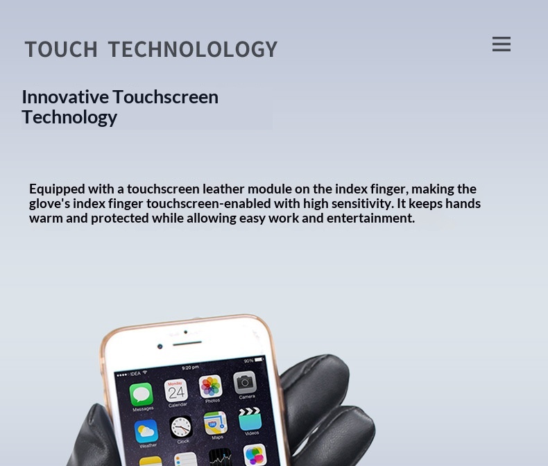 Guanti in pelle Boy Boy A102 per uomo, autunno e inverno, foderati in pile, spessi, touchscreen, caldi, per motociclisti all'aperto,_voghion.com