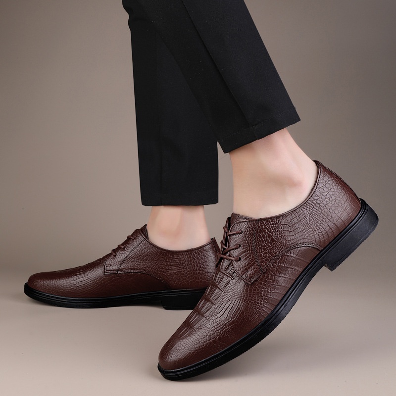 Scarpe Derby da uomo in pelle con motivo coccodrillo, stile casual, versatili, estive, Voyage 2024_voghion.com