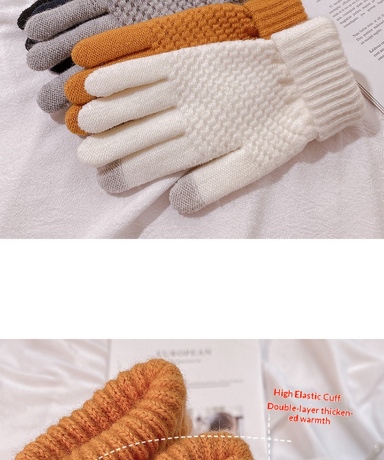 boy Boy Boy Warm Gloves For Women 2023 Autumn Winter New Thickened Fleece Cold-Proof Flip Cover Knitted Men Touchscreen_voghion.com