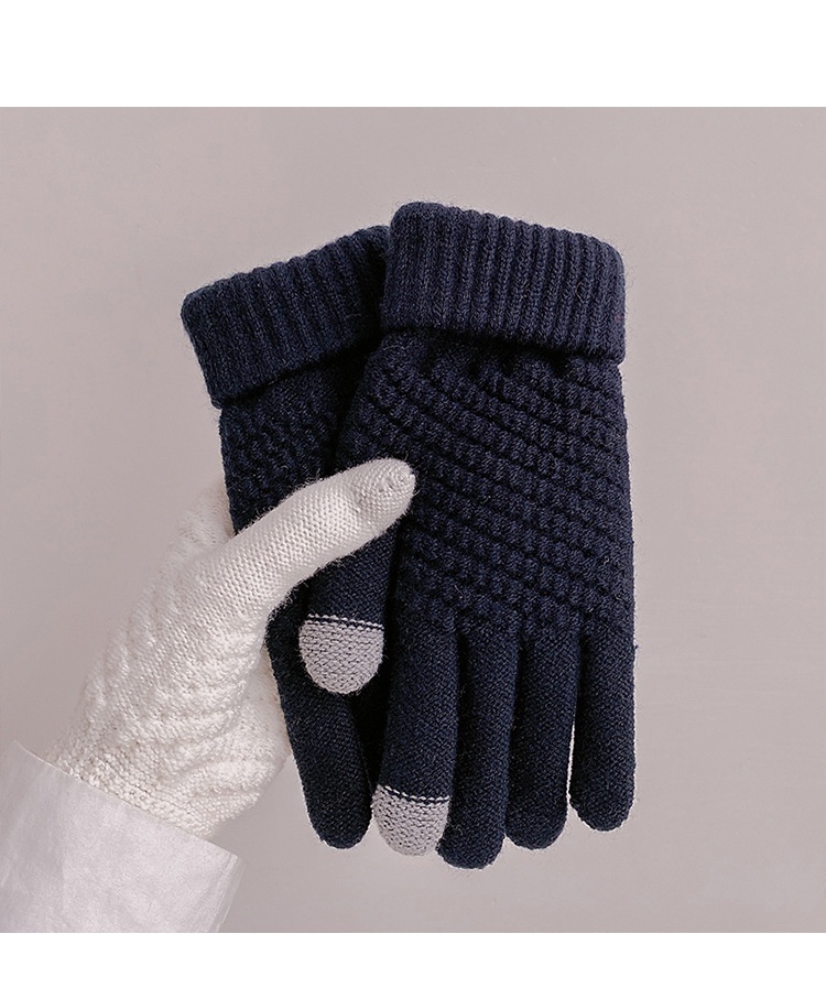 boy Boy Boy Warm Gloves For Women 2023 Autumn Winter New Thickened Fleece Cold-Proof Flip Cover Knitted Men Touchscreen_voghion.com