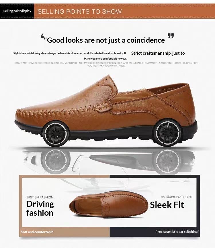 Voyage Voyage Summer Business Casual British Style Loafers Slip-On Lazy Soft Sole Versatile Breathable Men's Leather Shoes_voghion.com