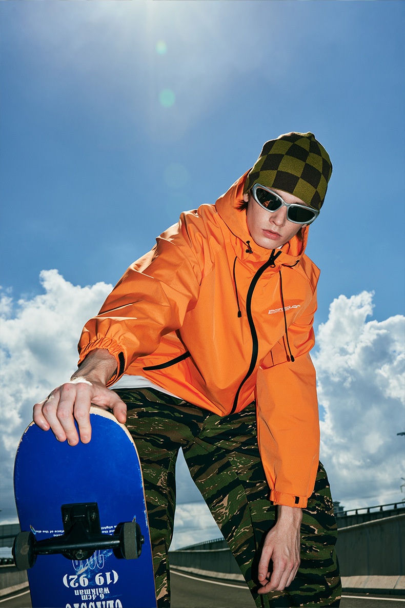 ragazzo Boy Jie Zhan Abbigliamento da uomo | Giacca a vento stampata con foglie larghe Dopamine 2025 Nuova giacca antivento con cerniera primaverile_voghion.com