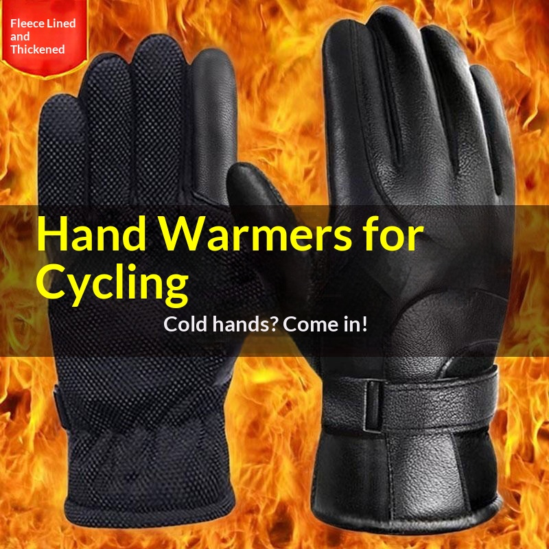 boy Boy Boy Men's Winter With Fleece Lining, Thickened, Warm, Leather Men, Waterproof, Touchscreen, Student Riding, Motorcycle_voghion.com