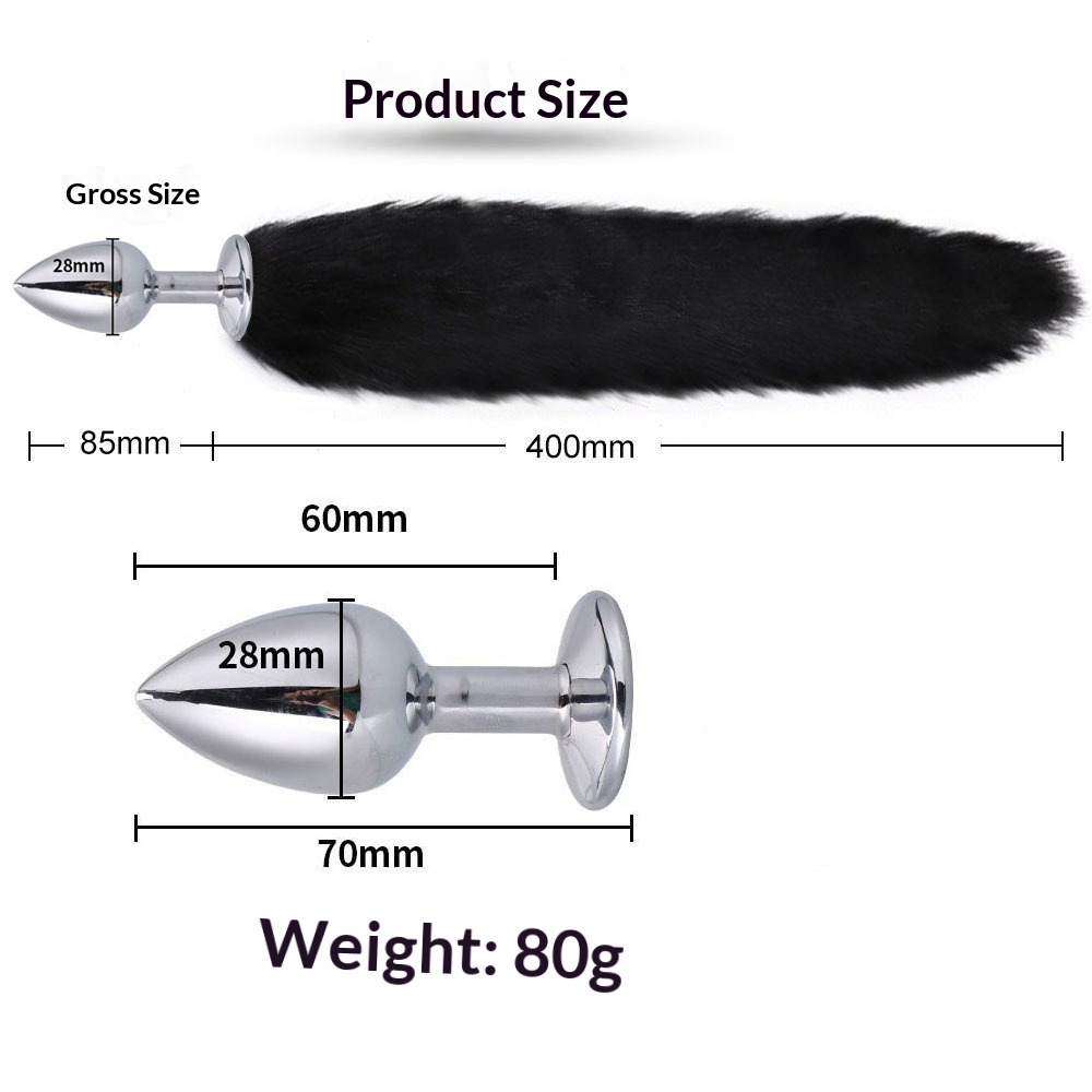 luckyqqyp Erotik-Fünfteiler-Set für Erwachsene: Schwarze Katzenohren-Spitzen-Augenmaske, Rollenspiel-Mundball, SM-Metall-Analplug, Fuchsschwanzfell_voghion.com