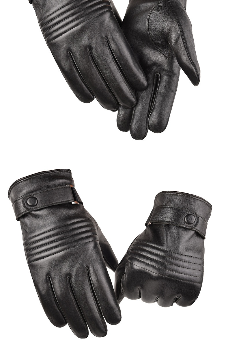 boy Boy Boy Autumn Winter Men's Sheepskin Warm Outdoor Windproof Fleece Lined Thickened Genuine Leather For Cycling Driving_voghion.com