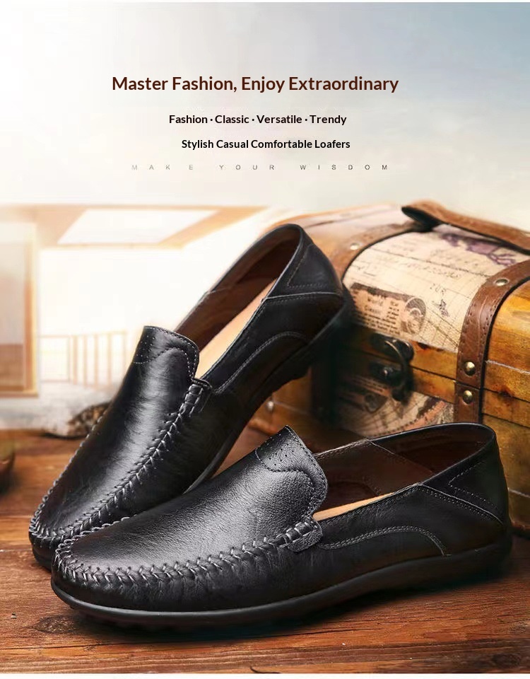 Voyage Voyage Summer Business Casual British Style Loafers Slip-On Lazy Soft Sole Versatile Breathable Men's Leather Shoes_voghion.com