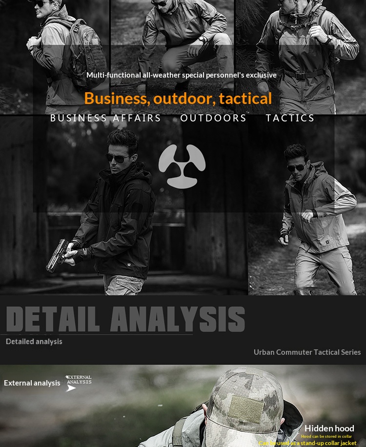 Veste softshell tactique légère pour homme, coupe-vent et imperméable, idéale pour les activités de plein air et les déplacements._voghion.com