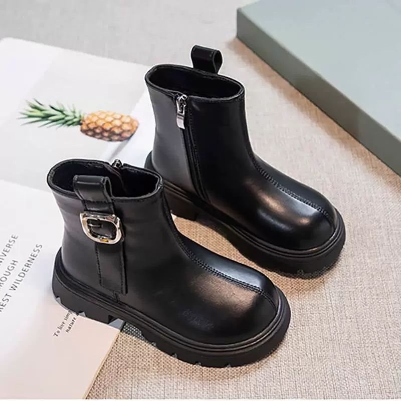 ShoeGlobe ShoeGlobe Girls' 2025 New Spring And Autumn Style Fashionable Martin For Little Girls Trendy Leather Children's Single-Lined Short_voghion.com