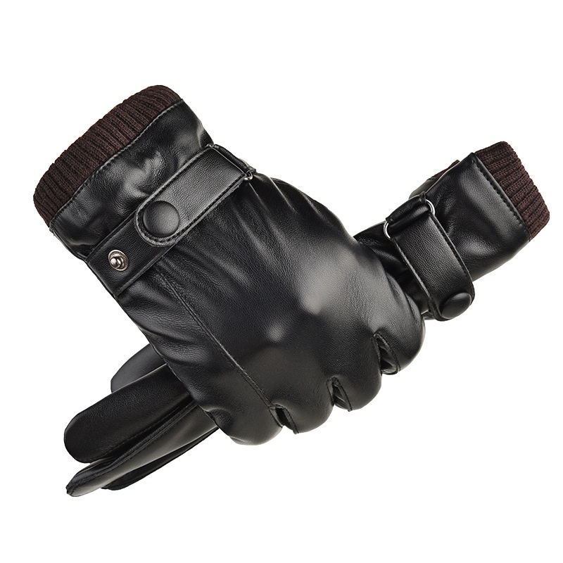 Guanti in pelle Boy Boy A102 per uomo, autunno e inverno, foderati in pile, spessi, touchscreen, caldi, per motociclisti all'aperto,_voghion.com