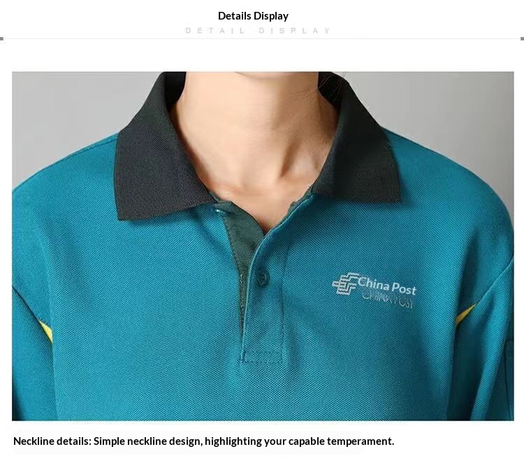 T-shirt long pour garçon, vêtements de travail China Post, polo d'automne à col rabattu, manches courtes, pour le personnel de livraison express_voghion.com