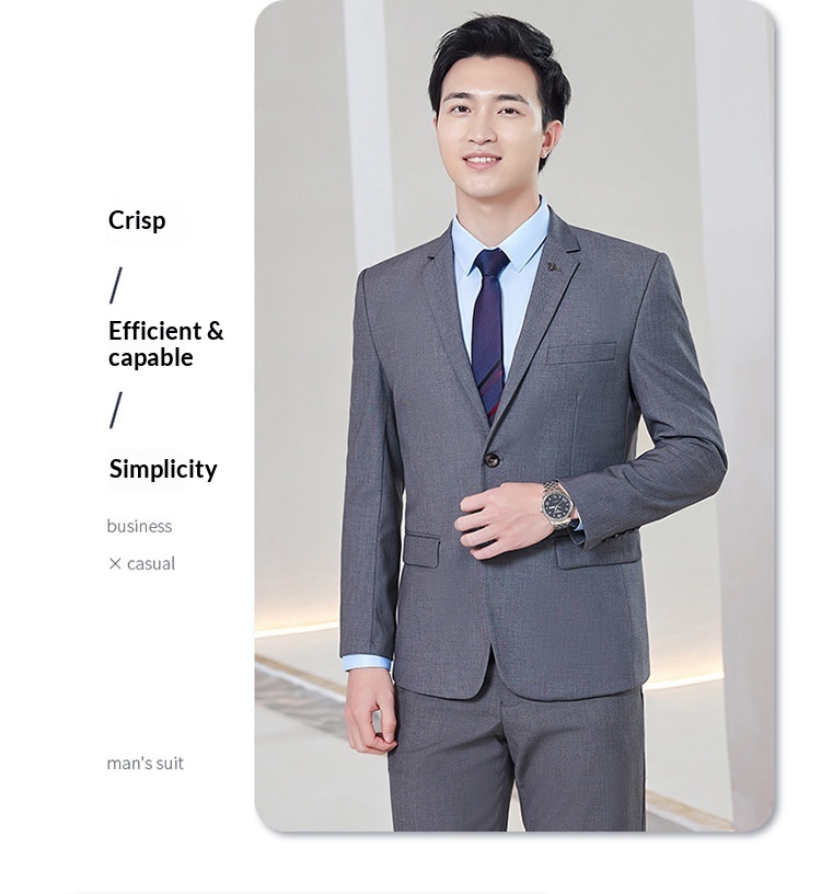 boy Men's Black Jacket Slim Fit Office Professional Suit Set For Men Government Enterprise Workwear Manufacturer_voghion.com