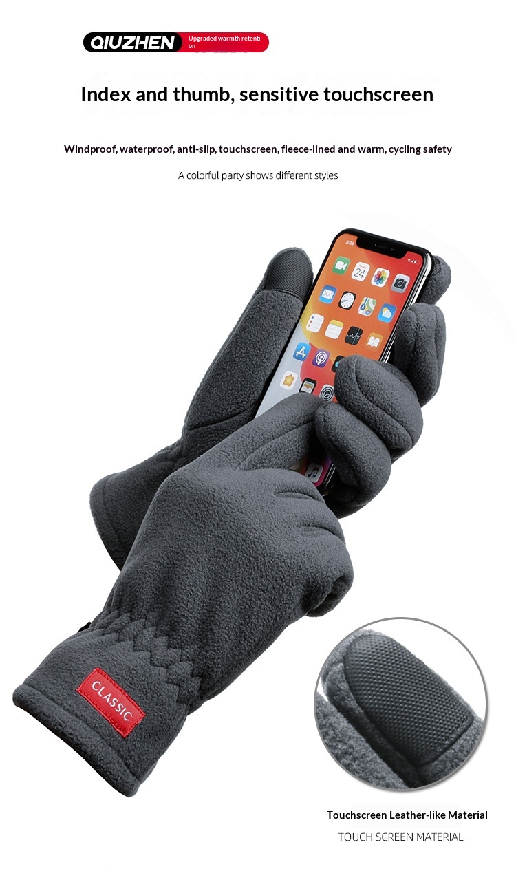 boy Boy Boy Winter Gloves Fleece Lined Thickened Non-Slip Touchscreen Sports Driving Outdoor Cycling Men's Windproof Warm_voghion.com