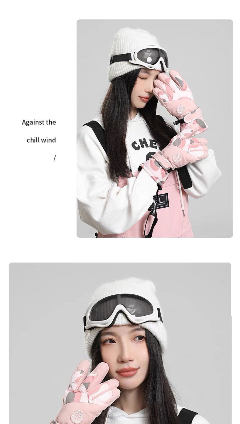 Gants de ski d'hiver pour femme, doublés polaire, épais, chauds, imperméables, compatibles avec les écrans tactiles, spécialement conçus pour la moto._voghion.com