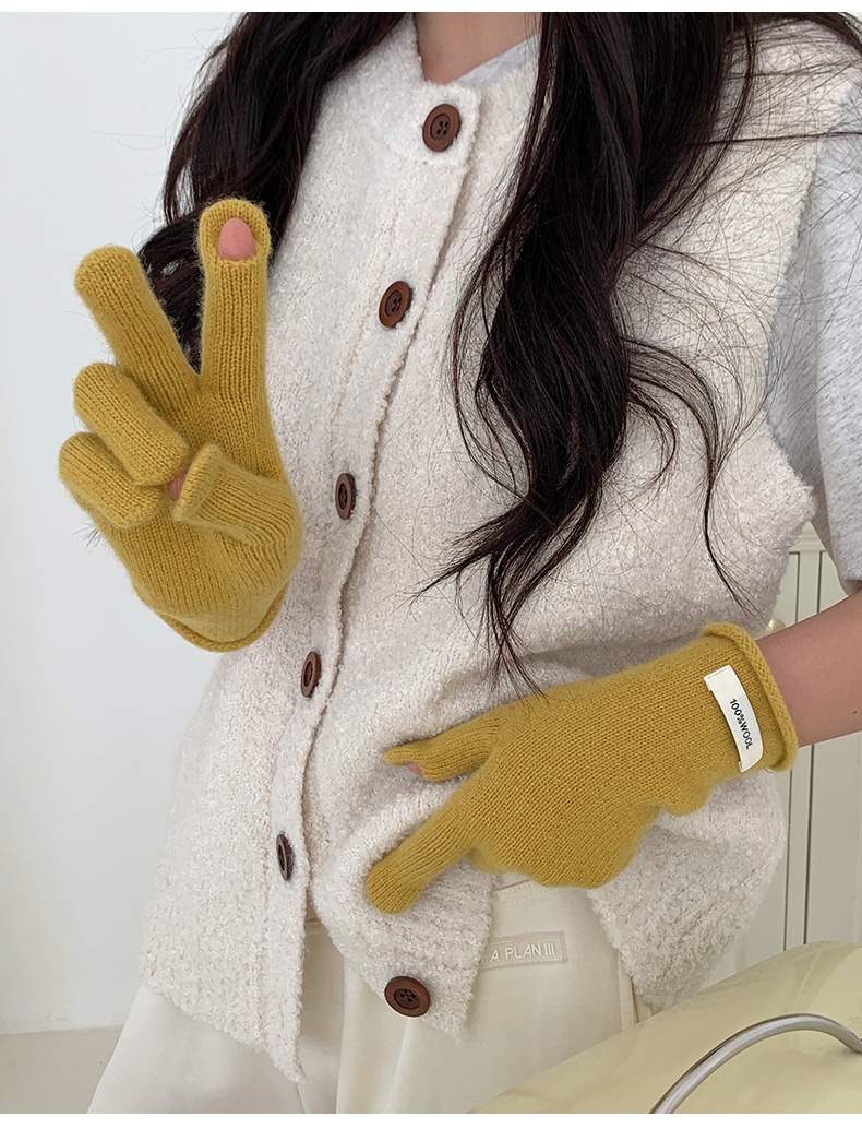 boy Boy Boy 2024 New Chinese Red Wool Knitted Long Women Winter Windproof Five-Finger Warm Cycling Gloves For Men_voghion.com