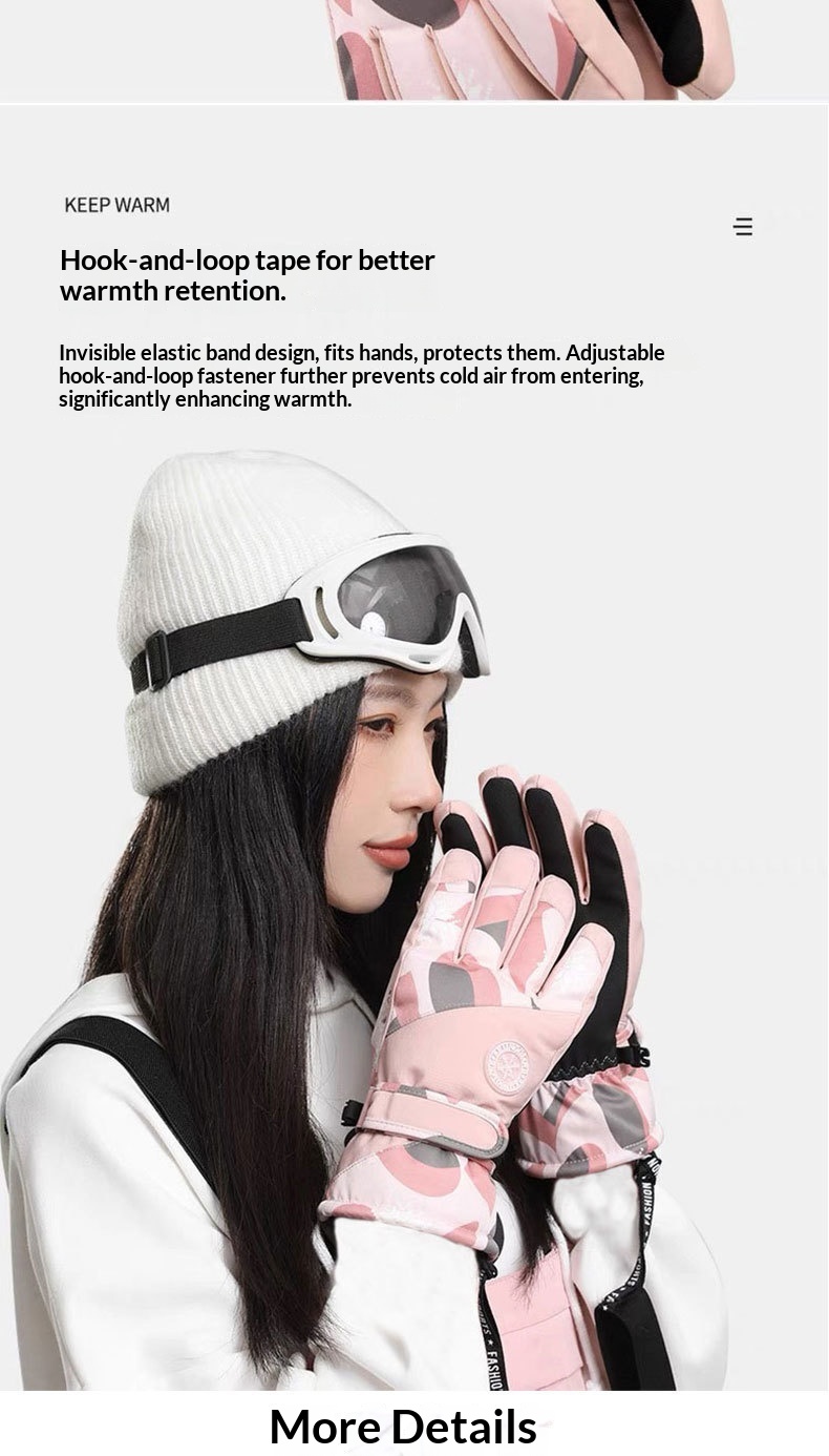 Gants de ski d'hiver pour femme, doublés polaire, épais, chauds, imperméables, compatibles avec les écrans tactiles, spécialement conçus pour la moto._voghion.com