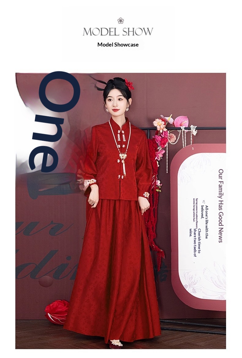 ChicShe ChicShe Rood Bruidspak Voor Toasting, Luxe Verlovingsoutfit, Nieuw Chinees Bruidsschat Showpak, Trouwjurk, Huwelijk_voghion.com