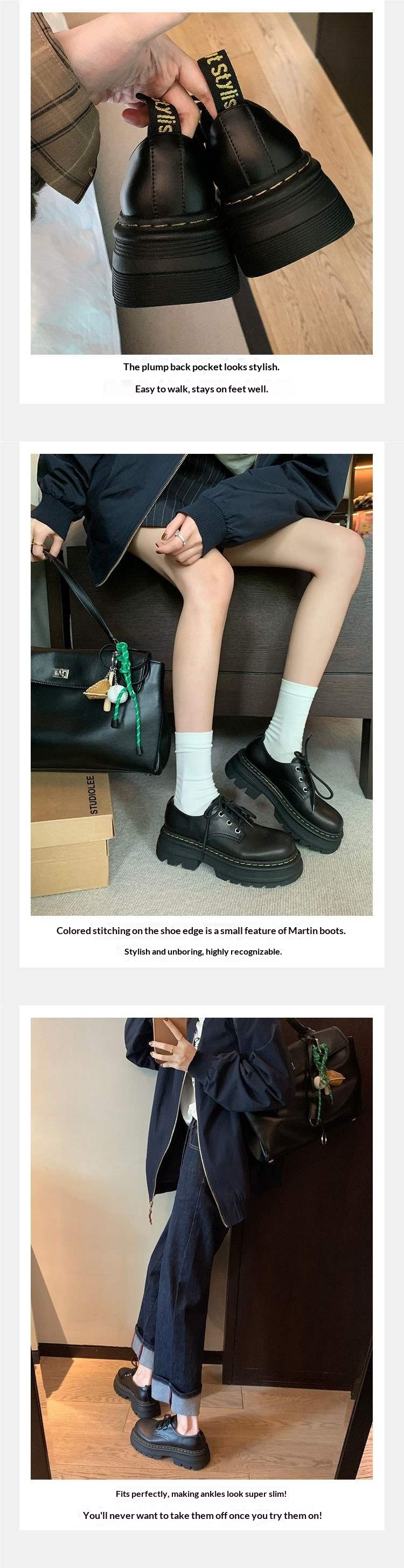 Voyage Voyage Soft Thick Sole British Style Lace-up Small Leather Shoes 2025 New Height-increasing Chunky Heel Derby Platform Loafers_voghion.com