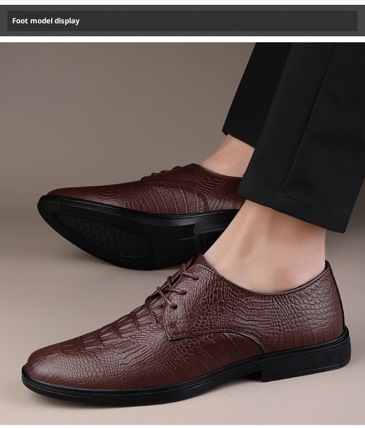 Scarpe Derby da uomo in pelle con motivo coccodrillo, stile casual, versatili, estive, Voyage 2024_voghion.com