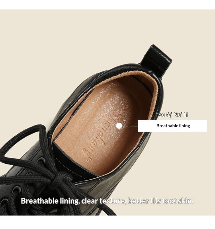 Mocassins Voyage Voyage Genuine à semelle épaisse couleur raisin, style mom, confortables et rehaussants, derby à lacets, pour femmes étudiantes, en cuir._voghion.com