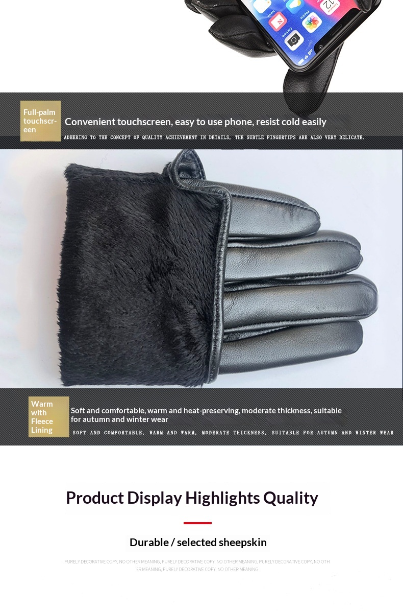 boy Boy Boy Autumn Winter Men's Sheepskin Warm Outdoor Windproof Fleece Lined Thickened Genuine Leather For Cycling Driving_voghion.com