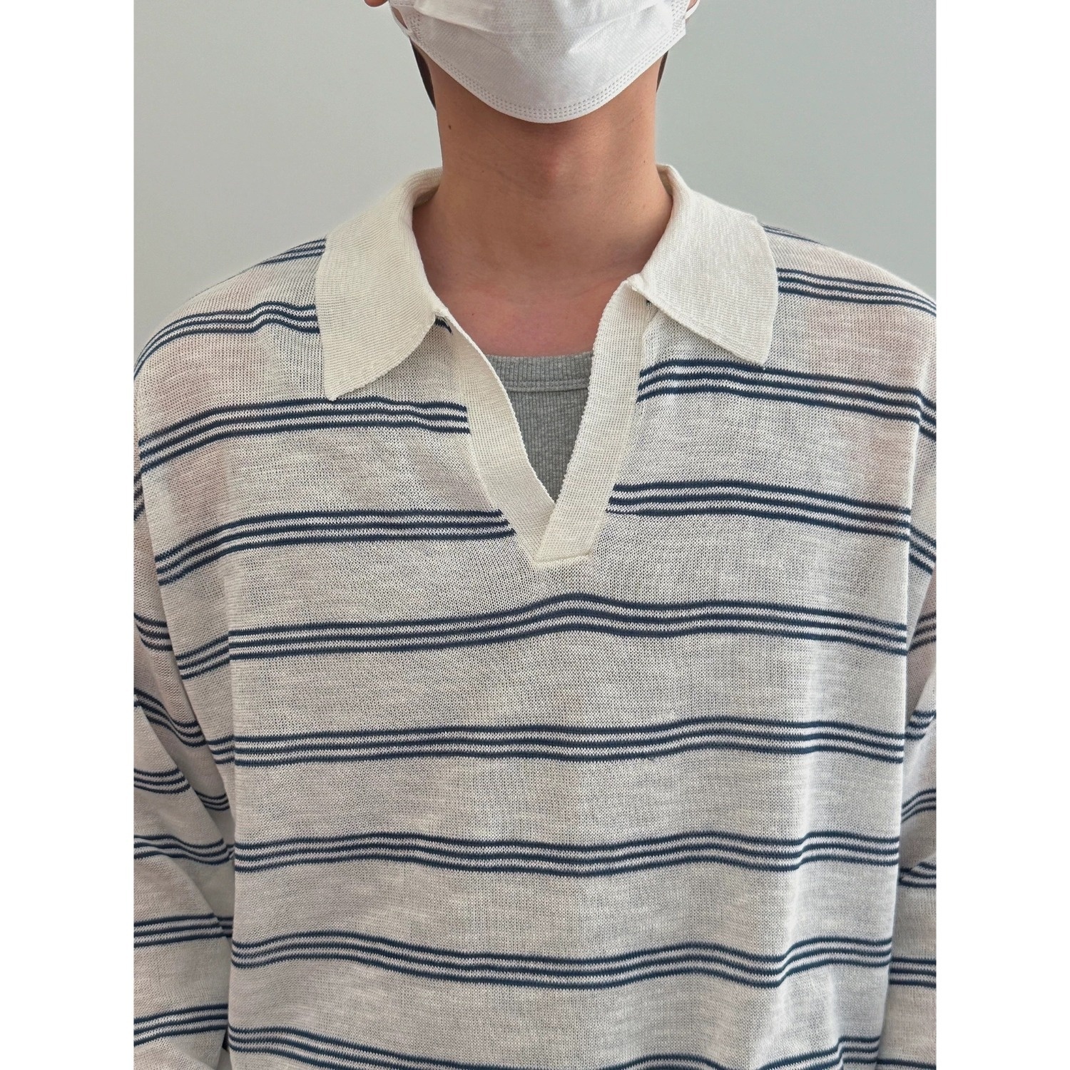 boy Boy Polo Shirt For Men Spring And Autumn V-Neck Sun Protection Knitted Long Sleeve Thin Breathable Lightweight T-Shirt With_voghion.com