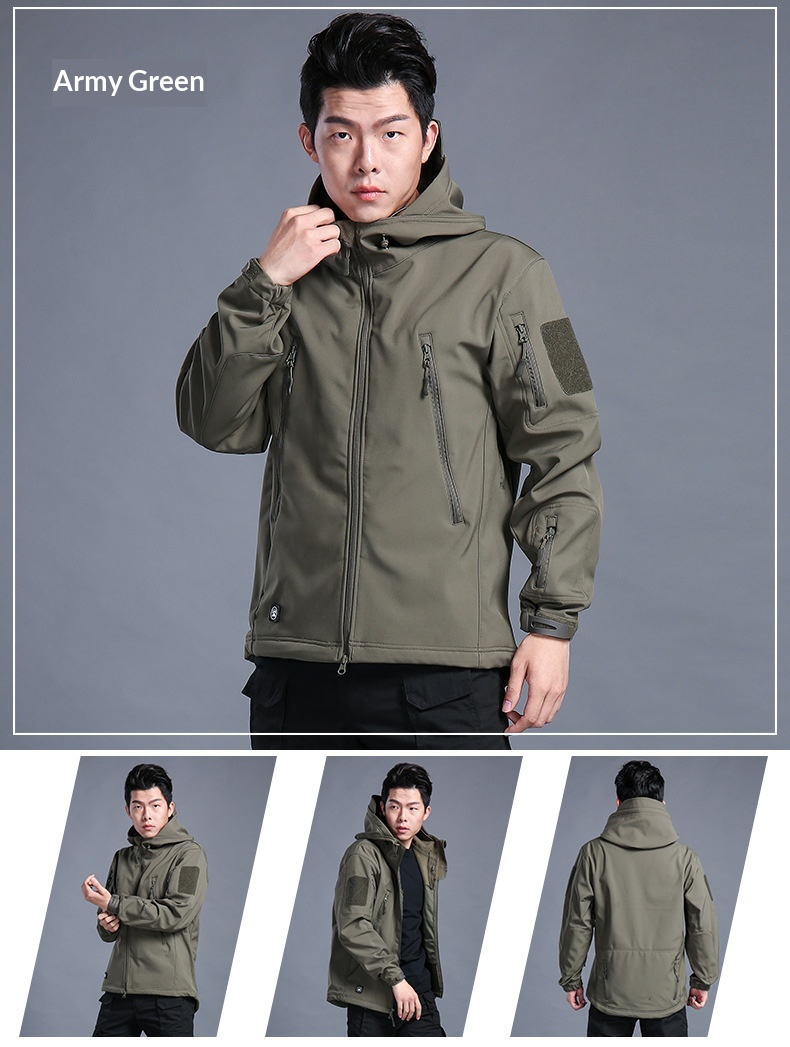 boy Boy Cross-Border Soft Shell Jacket For Men, Windproof, Water-Resistant, Warm Fleece Jacket, Tactical Clothing, Thickened_voghion.com