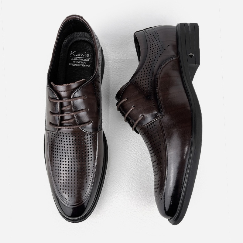 Scarpe derby da uomo Voyage Formal, estive, traspiranti, in rete, da ufficio, in vera pelle, primo strato, in pelle bovina_voghion.com