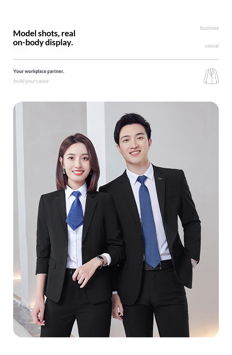 boy Men's Black Jacket Slim Fit Office Professional Suit Set For Men Government Enterprise Workwear Manufacturer_voghion.com