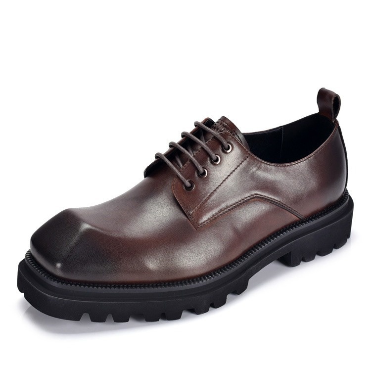 Scarpe da uomo in vera pelle Voyage, eleganti e di alta qualità, con punta quadrata, suola spessa, stile retrò, casual e artigianali_voghion.com