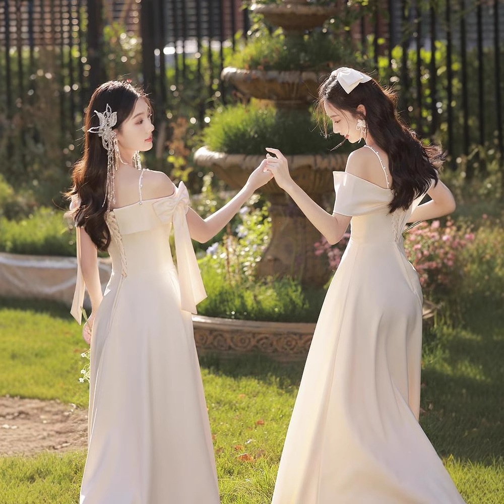 ChicShe ChicShe 2025 New Style Female Best Friend Fairy Slim Champagne Color Sister Bridesmaid Group Dress High-end Summer_voghion.com
