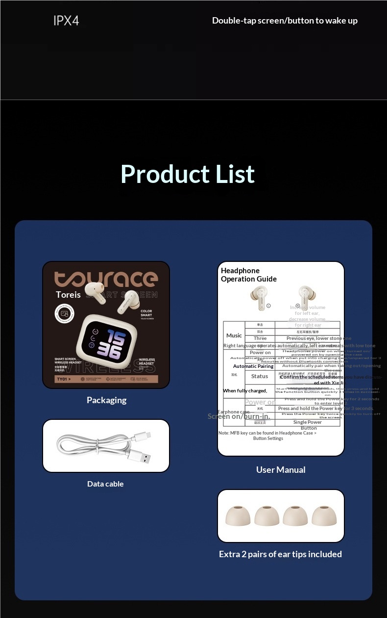 NeoGear NeoGear New LED Color Screen Control Smart AI Translation Bluetooth Earbuds In-Ear High Sound Quality Noise Cancelling Sports_voghion.com