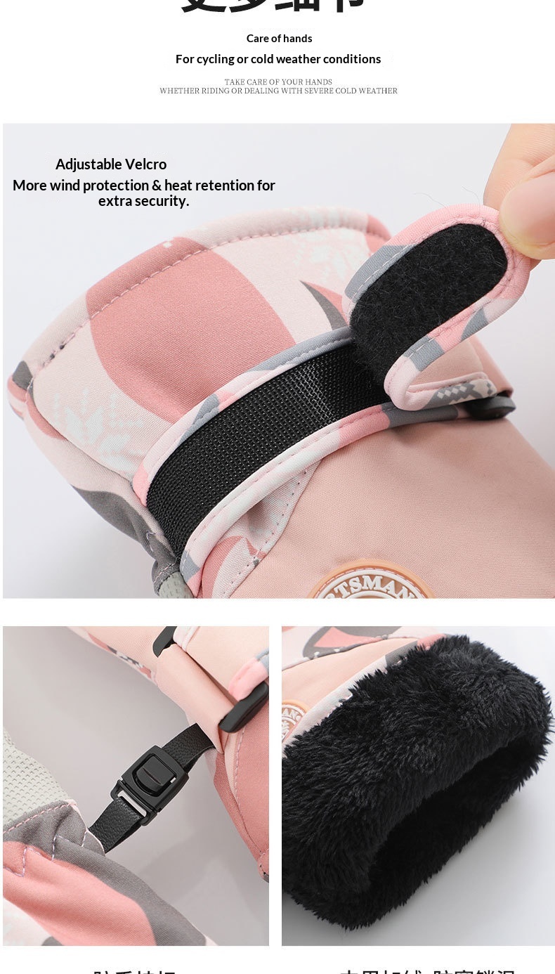 Gants de ski d'hiver pour femme, doublés polaire, épais, chauds, imperméables, compatibles avec les écrans tactiles, spécialement conçus pour la moto._voghion.com