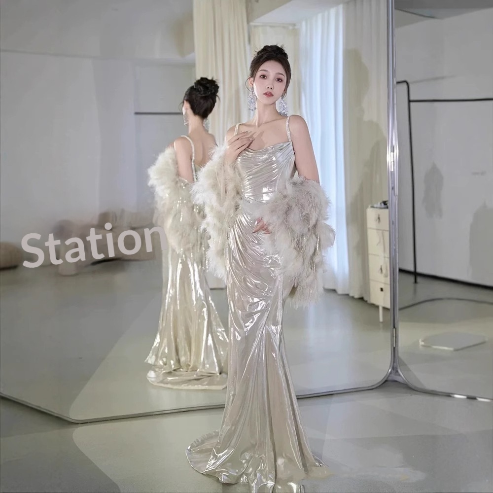 ChicShe ChicShe Light Gold Robe 2025 New Style High-End Feel Banquet Niche Birthday Strap Evening Dress_voghion.com