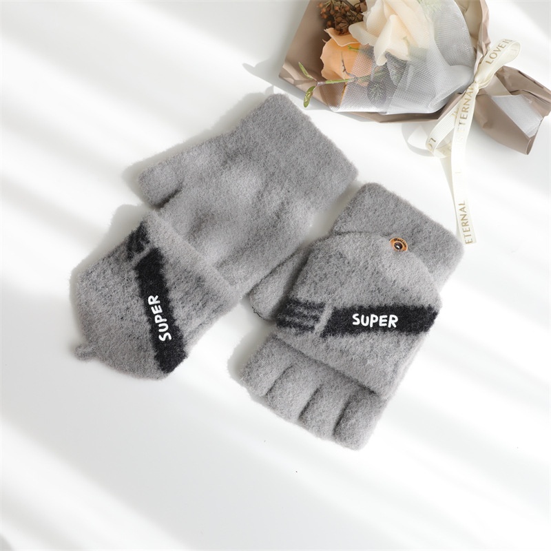 ragazzo Ragazzo Ragazzo Uomo Guanti a cinque dita a metà taglio senza dita Flip Cover Inverno Studenti Scrittura Dattilografia Pile Caldo_voghion.com