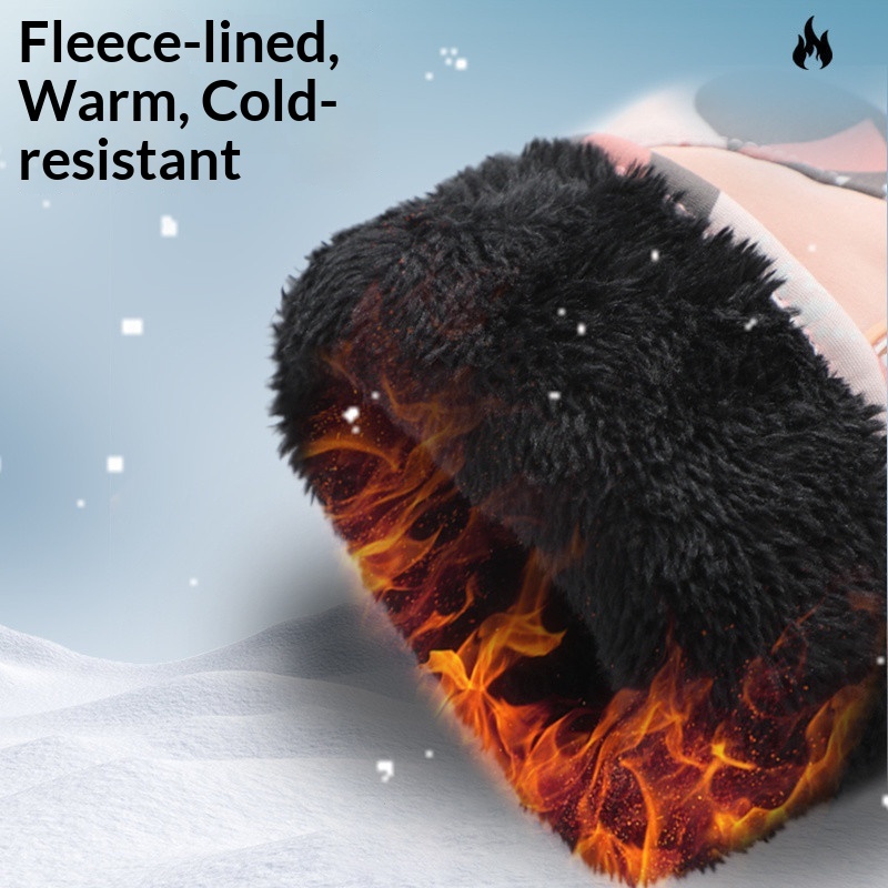 Gants de ski d'hiver pour femme, doublés polaire, épais, chauds, imperméables, compatibles avec les écrans tactiles, spécialement conçus pour la moto._voghion.com