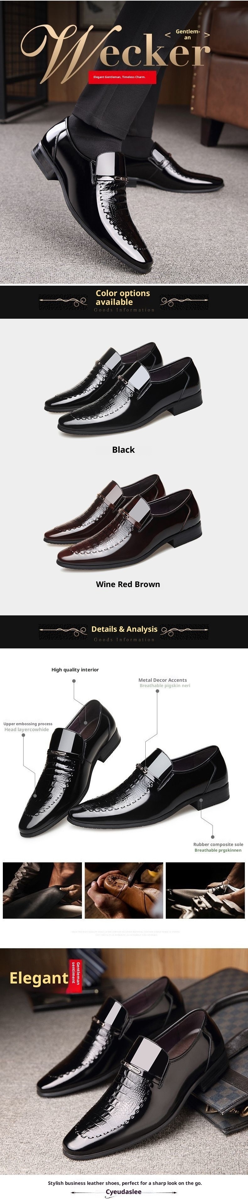 Zapatos de vestir Voyage de piel de cocodrilo con estampado de cocodrilo, punta estrecha, sin cordones, para hombre, talla extra grande_voghion.com