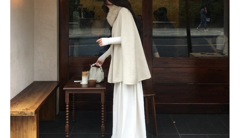 Women's Clothing Women's Clothing Chaebol Heiress Double-Sided Cape Wool Coat Women's Autumn Winter Short Woolen Overcoat_voghion.com