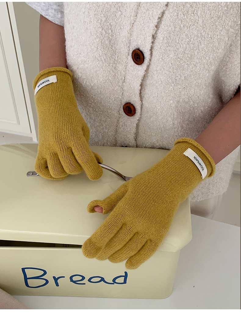 boy Boy Boy 2024 New Chinese Red Wool Knitted Long Women Winter Windproof Five-Finger Warm Cycling Gloves For Men_voghion.com