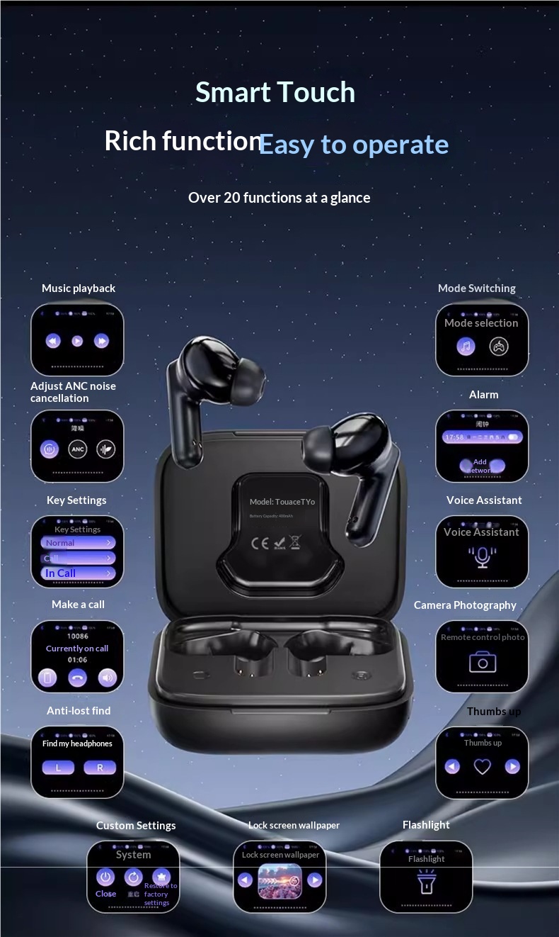 NeoGear NeoGear New LED Color Screen Control Smart AI Translation Bluetooth Earbuds In-Ear High Sound Quality Noise Cancelling Sports_voghion.com