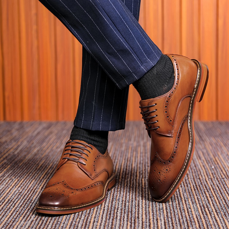 Scarpe da sposa da uomo Voyage Brogue intagliate, formali, in vera pelle, fatte a mano, con strato superiore in pelle di vacchetta, extra large_voghion.com