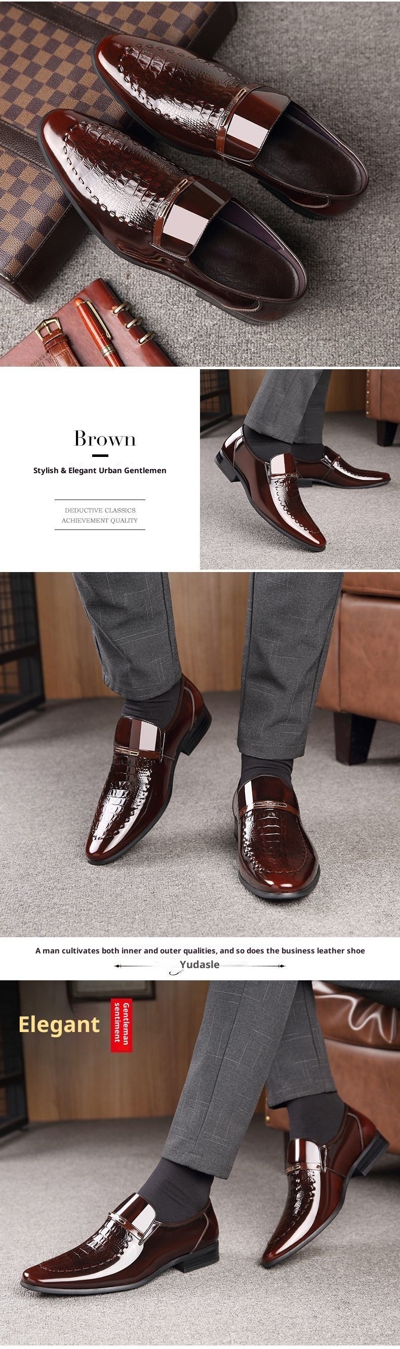 Zapatos de vestir Voyage de piel de cocodrilo con estampado de cocodrilo, punta estrecha, sin cordones, para hombre, talla extra grande_voghion.com