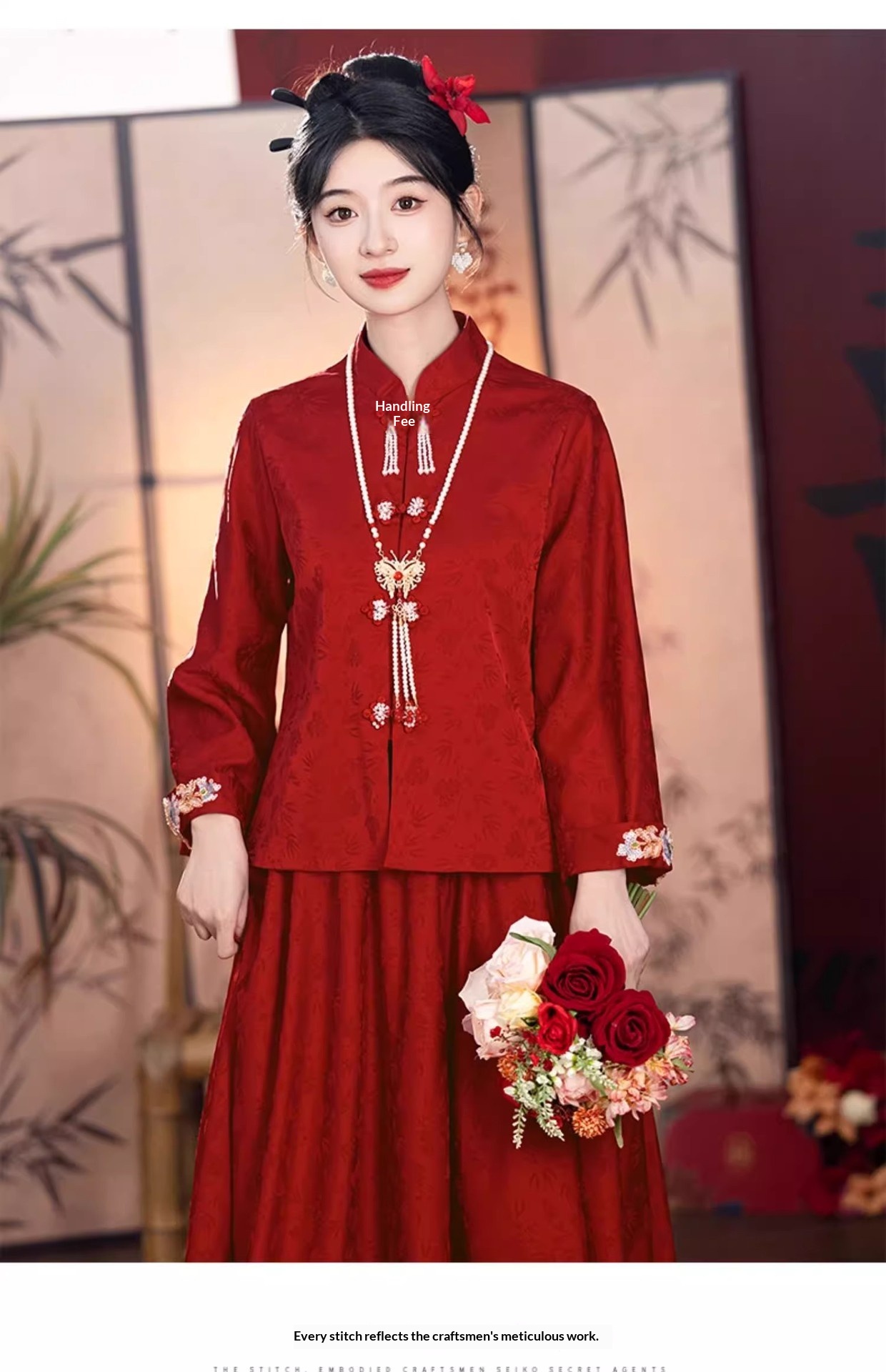 ChicShe ChicShe Rood Bruidspak Voor Toasting, Luxe Verlovingsoutfit, Nieuw Chinees Bruidsschat Showpak, Trouwjurk, Huwelijk_voghion.com