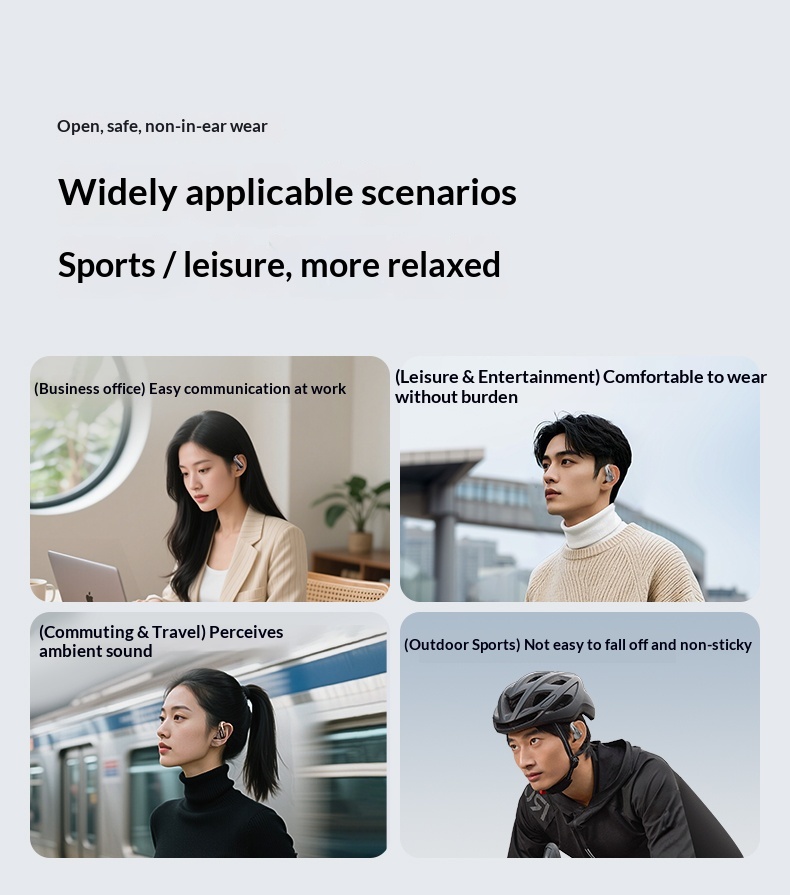 Écouteurs intra-auriculaires NeoGear NeoGear NeoGear New S06 Bluetooth avec contour d'oreille, sans fil, IA, traduction intelligente, conception ouverte, semi-intra-auriculaire, conduction osseuse_voghion.com