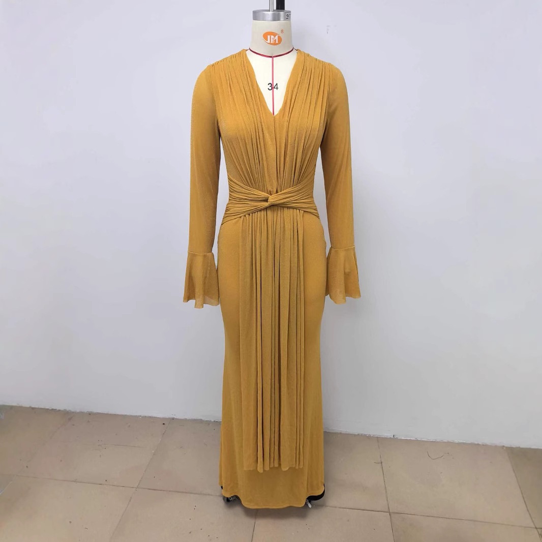 ChicShe ChicShe 2025 Neues elegantes Abendkleid mit V-Ausschnitt und Drapierung – Hochwertiges, figurbetontes Kleid für Damen, perfekt für festliche Anlässe._voghion.com